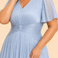 Plus Size Ruched V-Neck A-Line Bridesmaid Dress for Elegant Wedding Guest Look Formal Occasion Wear