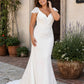 Romantic Satin Bridal Gown with Open Back and Flowing Train