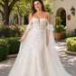 Plus Size Bridal Gown Off Shoulder with Removable Skirt Romantic Bow Detail