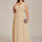 Plus Size Chiffon Pleated A-Line Back Cutout Bridesmaid Dress