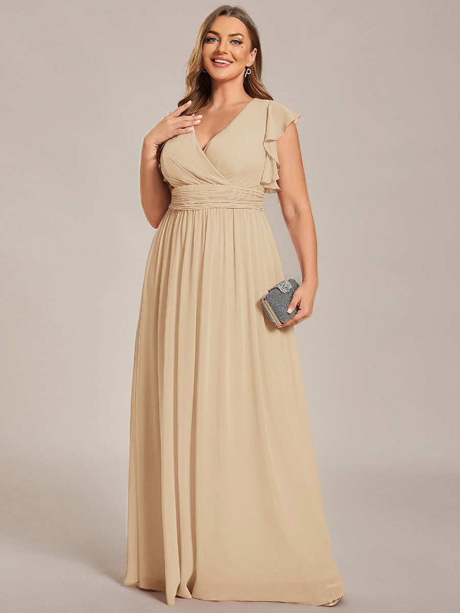 Plus Size Chiffon Pleated A-Line Back Cutout Bridesmaid Dress