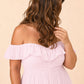 Elegant A Line Maxi Bridesmaid Dress Pleated Tiered Off Shoulder Design
