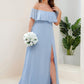 Plus Size Off the Shoulder Formal Bridesmaid Dress with Thigh Split