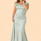 Elegant Plus Size Mermaid Bridesmaid Dress One Shoulder Open Back Detail