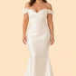 Plus Size Off Shoulder Wedding Dress with Detachable Train and Lace Appliqués