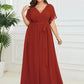 Plus Size Pleated Tie-Waist Chiffon Bridesmaid Dress