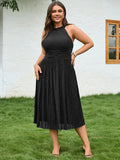 Plus-Size Glittery Halter Neck Dress