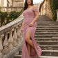 Elanthia Plus Size Romantic Sheath Bridesmaid Dress with Off Shoulder for Wedding -N0347