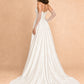 Strapless A-Line Wedding Dress with Basque Waist Beading Slit Open Back for Plus Size Brides
