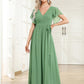 Plus Size Pleated Tie-Waist Chiffon Bridesmaid Dress