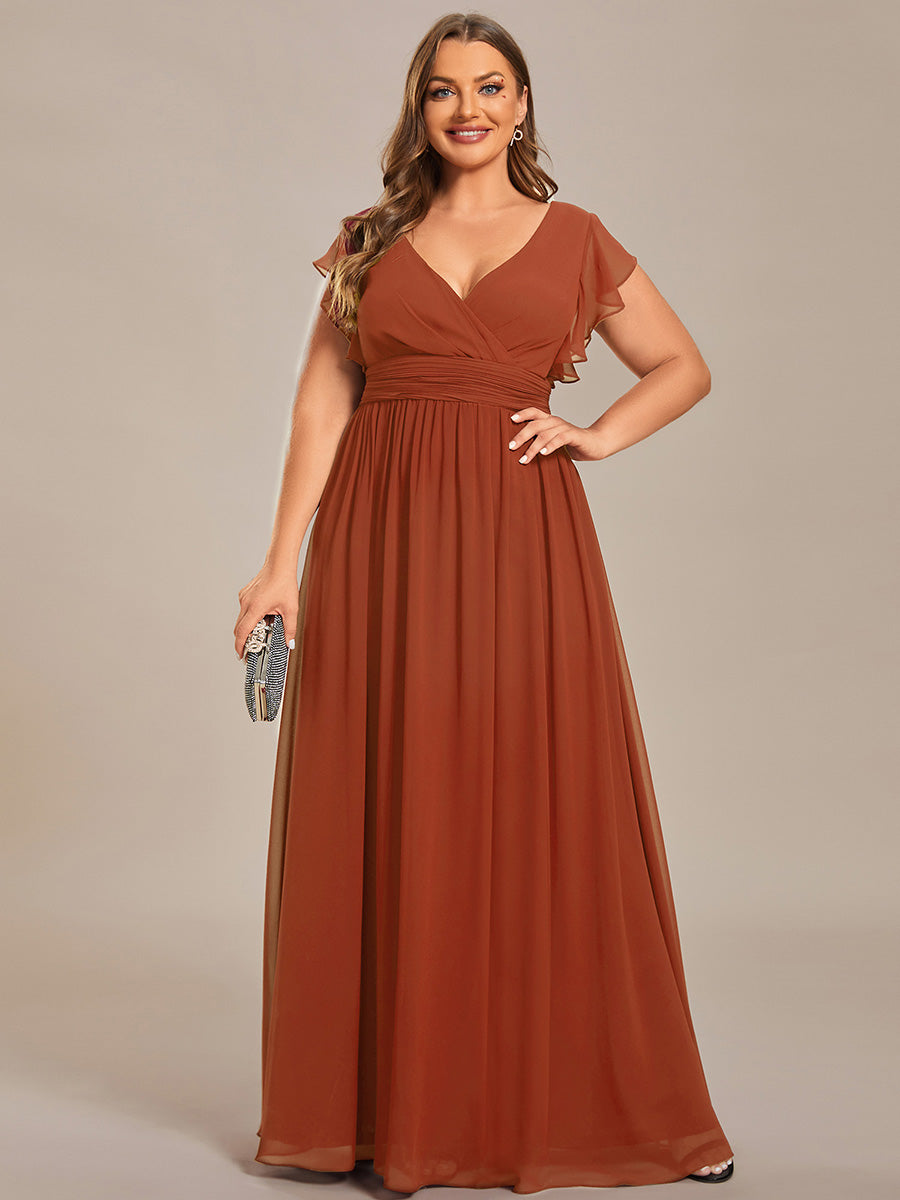 Plus Size Chiffon Pleated A-Line Back Cutout Bridesmaid Dress