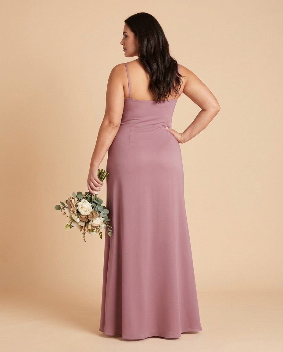 Silvarelle Plus Size Timeless Lace Sheath Floor Length Chiffon Bridesmaid Dress -N0366