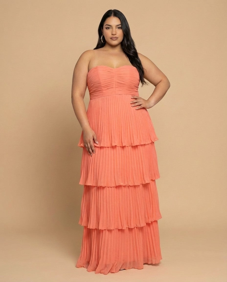 Chantarae Romantic Plus Size A Line Chiffon Bridesmaid Dress Sweetheart Floor Length Formal Gown For Wedding Guest Prom Wedding Events - N0372