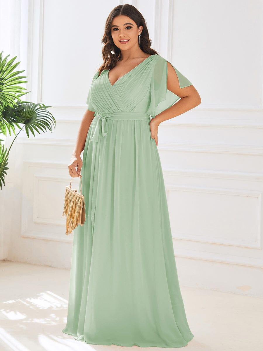 Plus Size Chiffon Tie-Waist Evening Dress