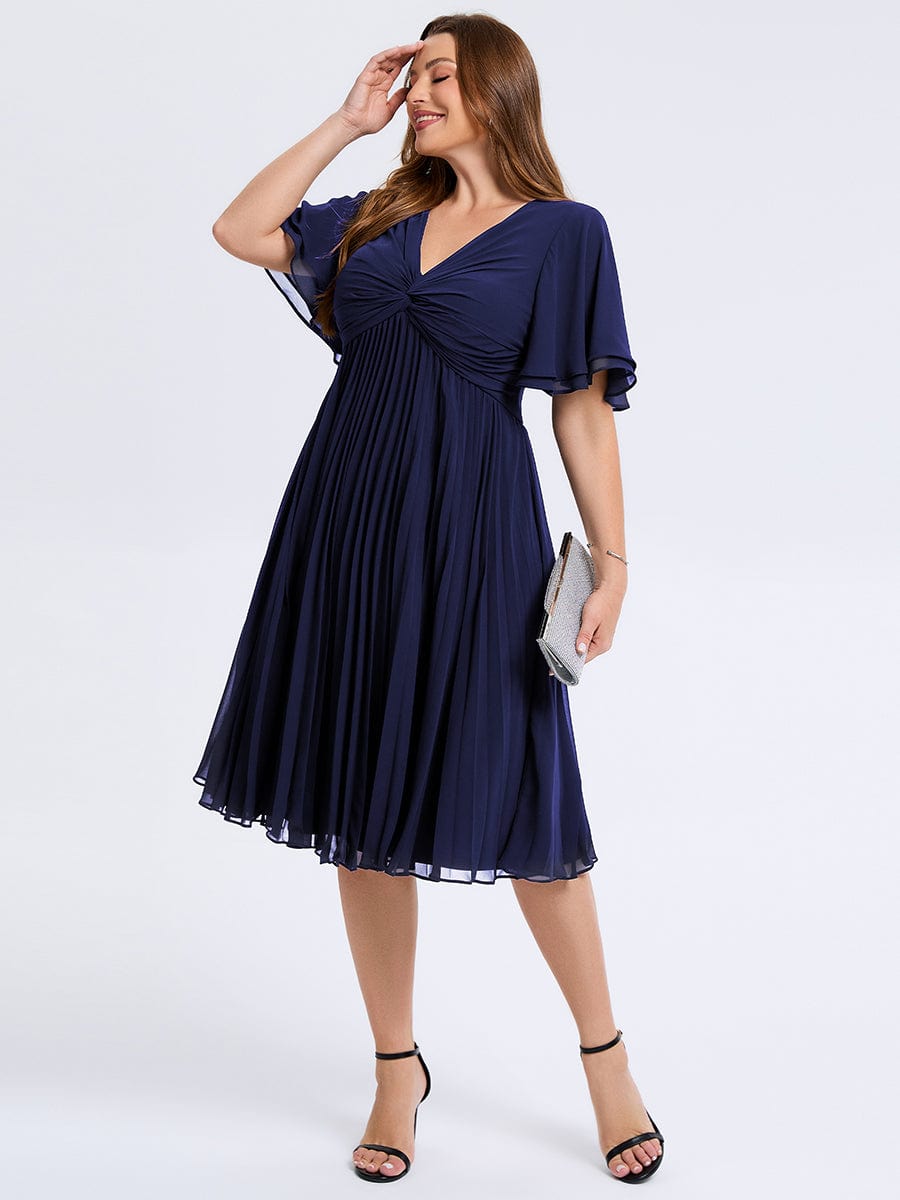 Plus Size Pleated Chiffon Wedding Guest Dress