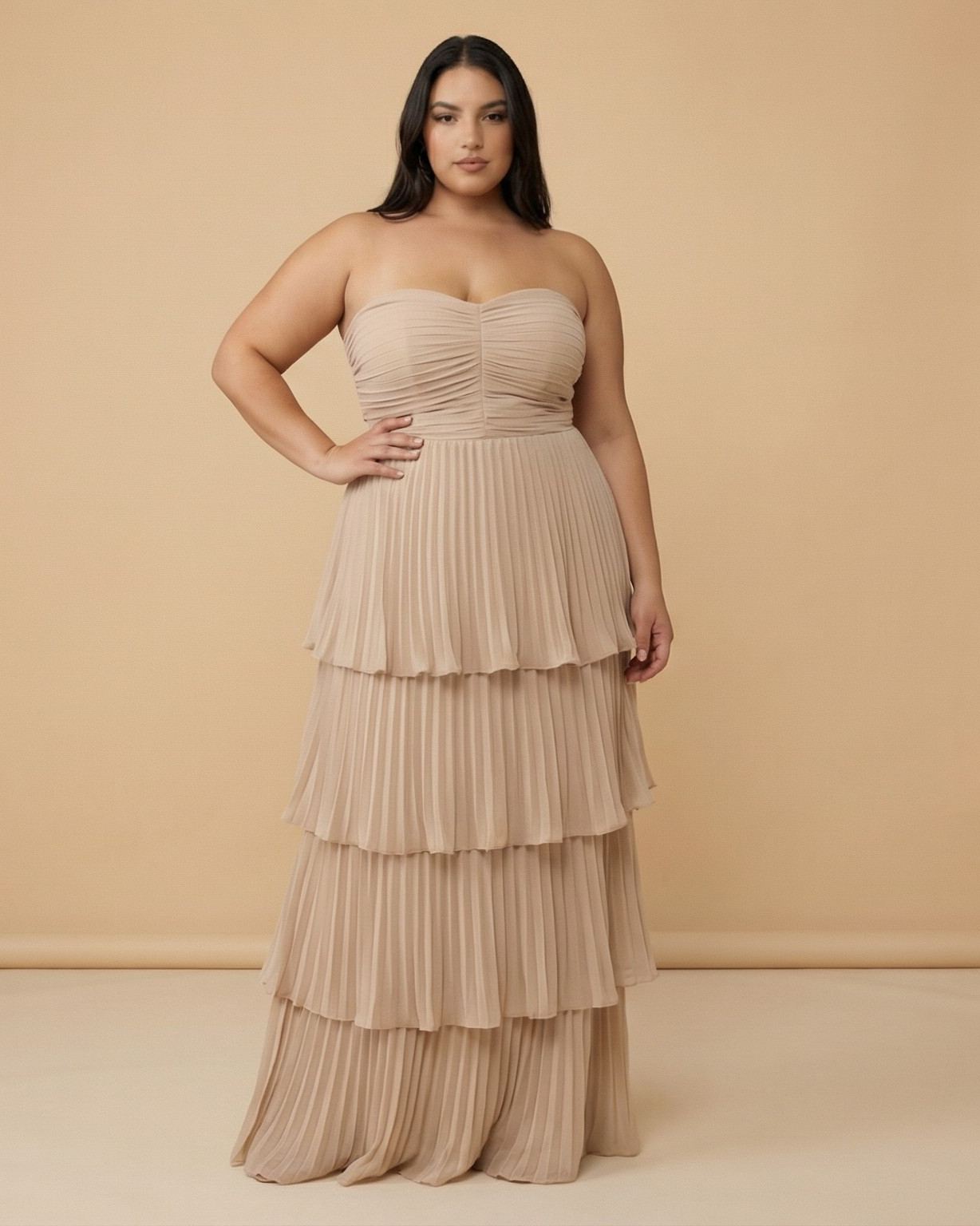 Chantarae Plus Size Elegant Chiffon Bridesmaid Dress with Flowing Silhouette for Wedding -N0371