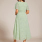 Plus Size Chiffon Short Sleeves Pleated V-Neck A-Line Midi Wedding Guest Dress