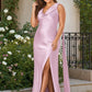 Flattering Plus Size Bridesmaid Dress with Asymmetric Neck and Draped Elegance