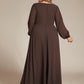 Stylish Plus Size Chiffon Formal Evening Dresses with Long Lantern Sleeves