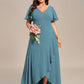 Plus Size Elegant Lotus Sleeves Chiffon Bridesmaid Dress