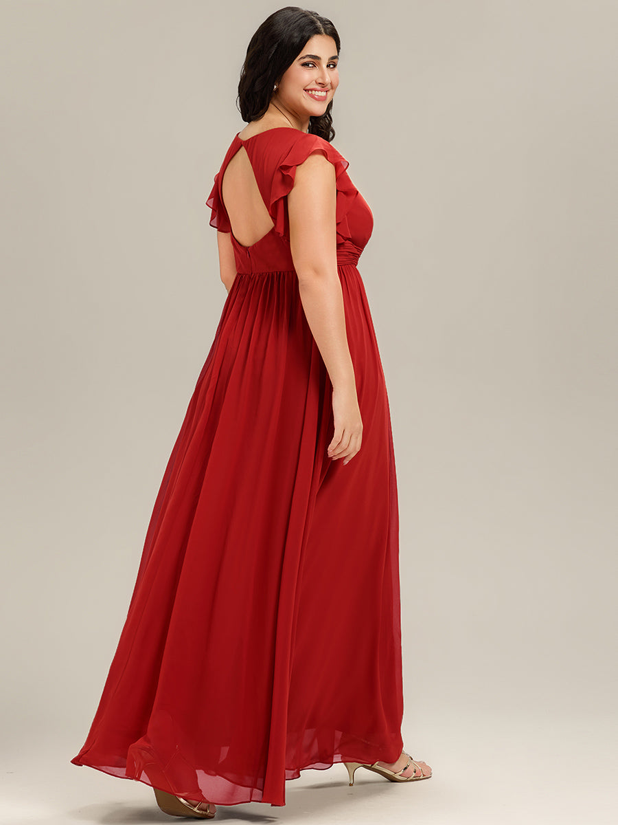 Plus Size Chiffon Pleated A-Line Back Cutout Bridesmaid Dress