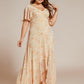Plus Size Elegant Lotus Sleeves Chiffon Bridesmaid Dress