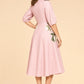 Romantic Flower Print Wedding Guest Dress with Puff Sleeves and Full Skirt for Special Celebrations
