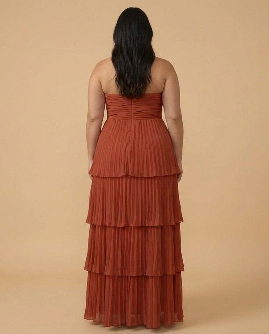 Chantarae Sophisticated Plus Size A-Line Chiffon Bridesmaid Gown - N0374