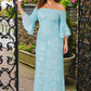 Plus Size Off Shoulder Sequin Lace Evening Gown in Airy Aqua for Weddings and Formal Events