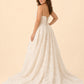 Plus Size Elegant A-Line Wedding Dress with Basque Waist and Floral Lace Details