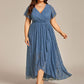 Plus Size Ruffled Lace Formal Evening Dress