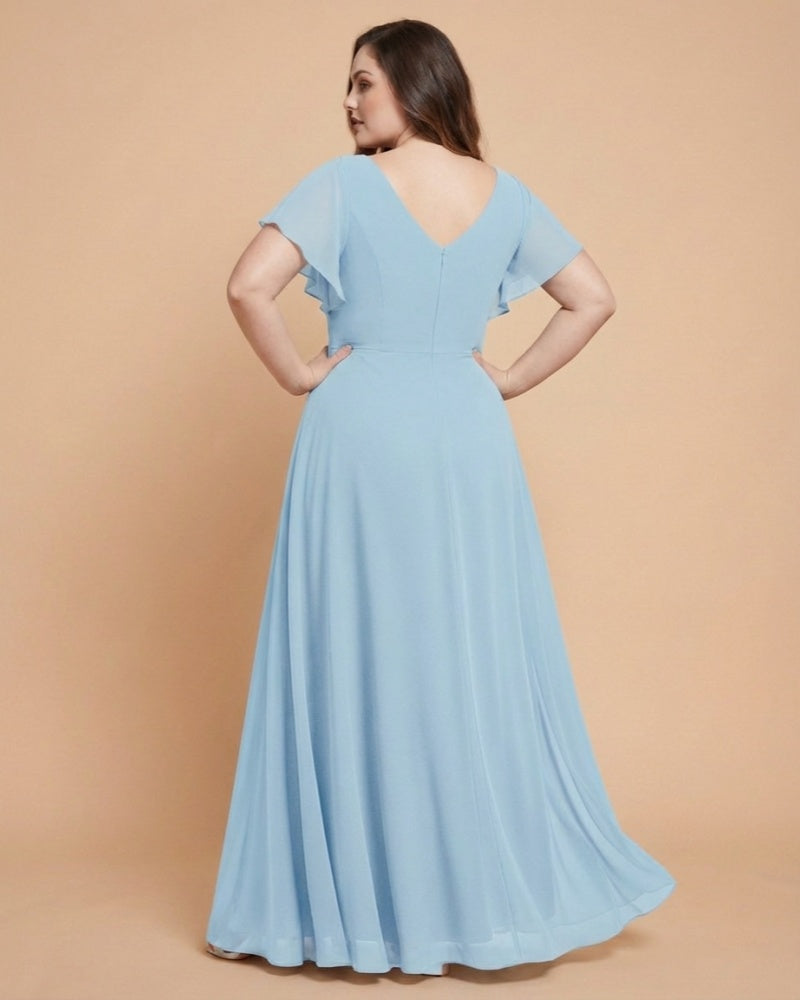 Avenleigh Plus Size Minimalist A-Line Chiffon Bridesmaid Dress with  Silhouette -N0337