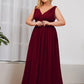 Plus Size Sleeveless V-Neck Chiffon Semi Bridesmaid Dress