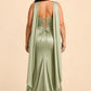 Strapless Satin Bridesmaid Dress with Open Back and Sculpted Silhouette