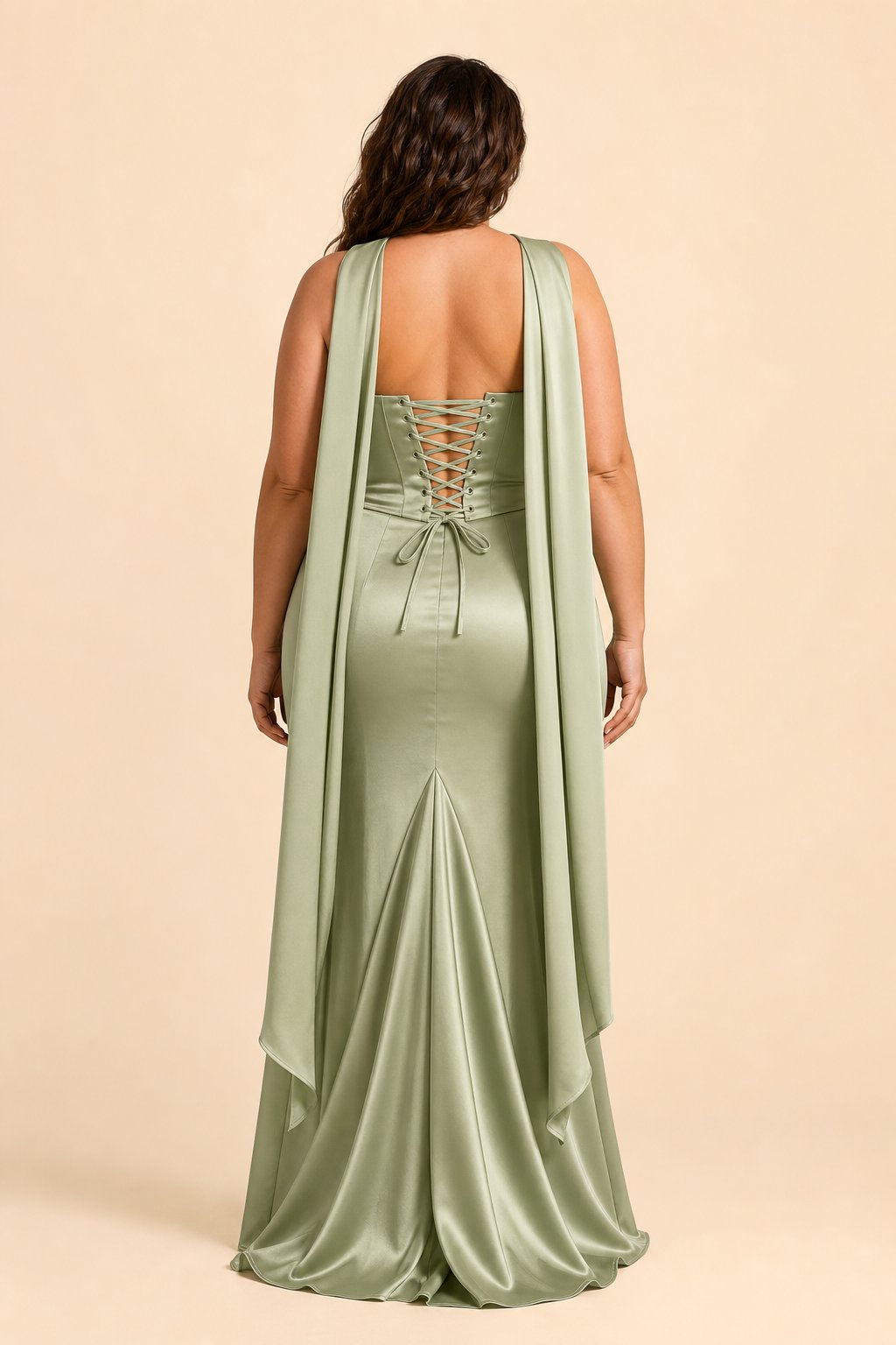 Strapless Satin Bridesmaid Dress with Open Back and Sculpted Silhouette
