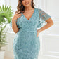 Fashion Plus Size V Neck Mermaid Sequin & Tulle Evening Dress