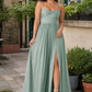 Ruched Satin Bridesmaid Dress with Open Back and Side Slit