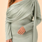 Romantic Bridesmaid Dress with One Shoulder Sleeve and Tie Accent