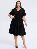 Plus Size Pleated Chiffon Wedding Guest Dress