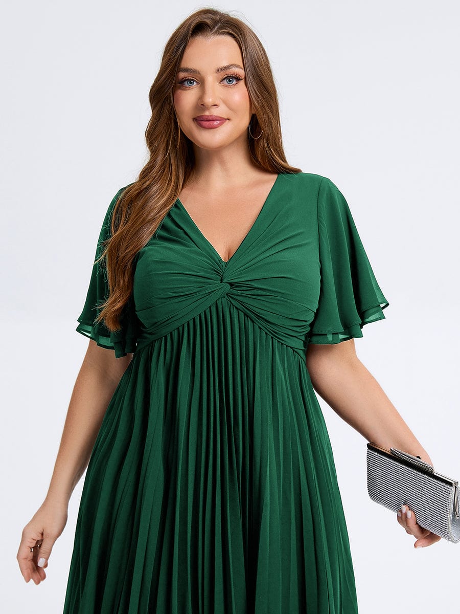 Plus Size Pleated Chiffon Wedding Guest Dress