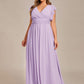 Plus Size Chiffon Pleated A-Line Back Cutout Bridesmaid Dress