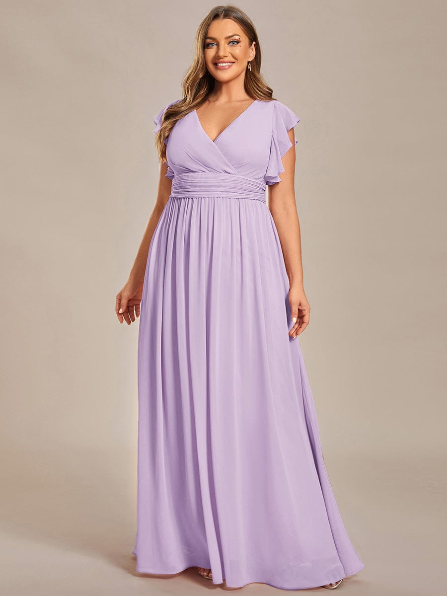 Plus Size Chiffon Pleated A-Line Back Cutout Bridesmaid Dress