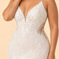 Romantic Plus Size Backless Wedding Dress with Floral Embroidery