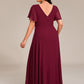 Plus Size V-Neck Rhinestone Waist Chiffon Maxi Formal Evening Dress