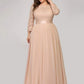 Simple Plus Size Lace Evening Dress with Half Sleeves