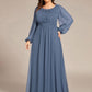 Plus Size See-Through Puff Sleeve Chiffon Mother Dress