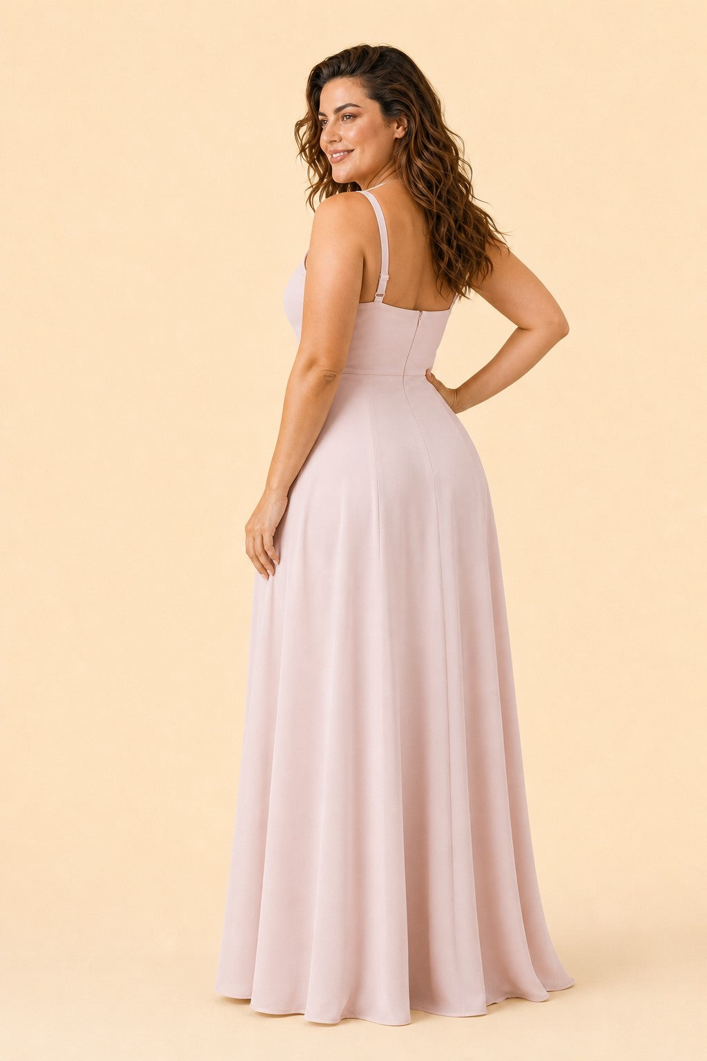 Elegant Plus Size A-Line Bridesmaid Dress with Pockets and Open Back