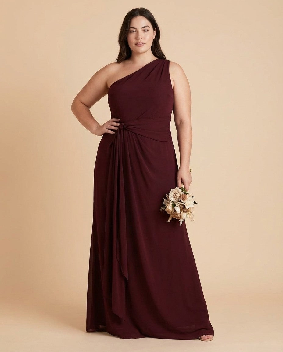 Whisperfall Plus Size Sculpting Panel One Shoulder Bridesmaid Dress - N0321
