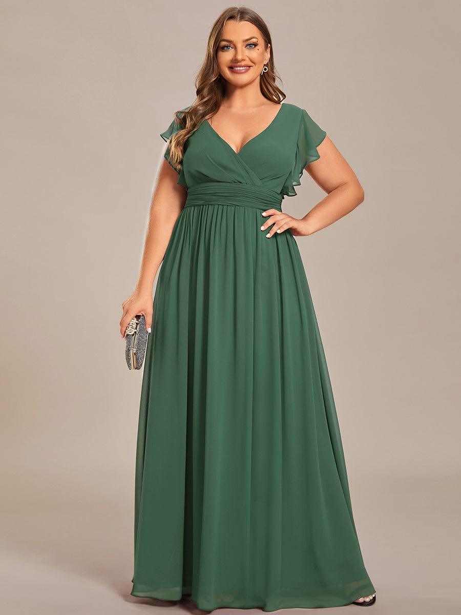 Plus Size Chiffon Pleated A-Line Back Cutout Bridesmaid Dress