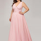 Plus Size Sleeveless V-Neck Chiffon Semi Bridesmaid Dress